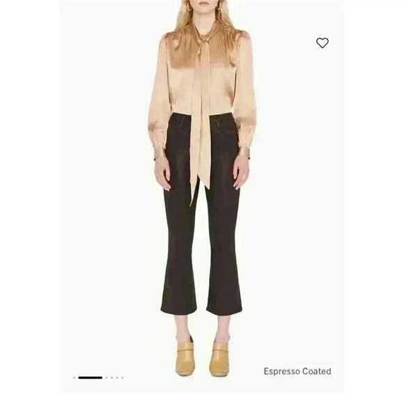 New FRAME Le Crop Flare Brown Espresso Coated Jeans Size 30 - Picture 1 of 11